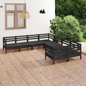 3083248 vidaXL Set mobilier de grădină, 8 piese, negru, lemn masiv de pin