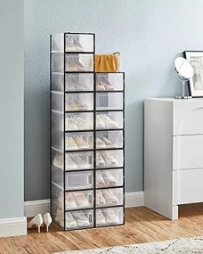 SongmicsHome Organizator pentru pantofi MARI, 18 compartimente, negru/transparent