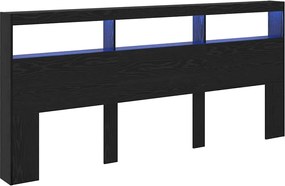 vidaXL Tăblie cap cu raft Stejar Negru 220 x 17 x 102 cm Lemn compozit