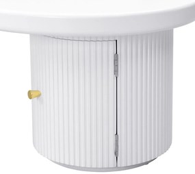 Măsuță de cafea asimetrică cu spațiu de depozitare, pentru living și birouri, 100x60x37 cm, Alb