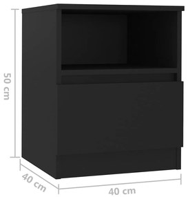 Noptiere, 2 buc., negru, 40x40x50 cm, PAL 2, Negru