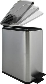 Coș de gunoi argintiu mat cu pedală din oțel 5 l Erik – Spirella