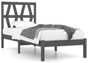 3103985 vidaXL Cadru de pat, gri, 90x200 cm, lemn masiv de pin