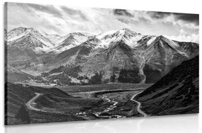 Tablou panoramă muntoasă alb-negru