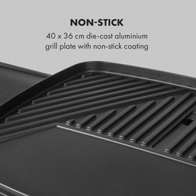 Klarstein Gatsby, grill electric, 2000 W, grilaj antiaderent, măsuțe laterale, bej/negru