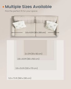 Covor antiderapant Songmics Boho, 120x170 cm, lavabil la masina, poliester, cappuccino