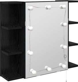 vidaXL Dulap cu oglindă Stejar Negru 70 x 16,5 x 60 cm Lemn compozit