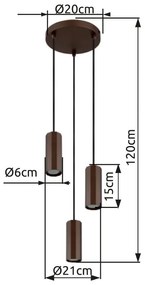 Lustra suspendata stil minimalist JAMES 3L bronz