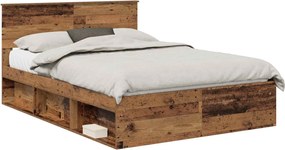 vidaXL Cadru de pat cu headboard Lemn vechi 140 x 190 cm Lemn compozit