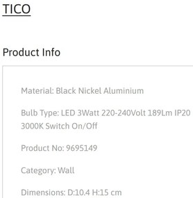 Aplica cu Spot LED directionabil stil minimalist TICO nickel, NVL-9695149