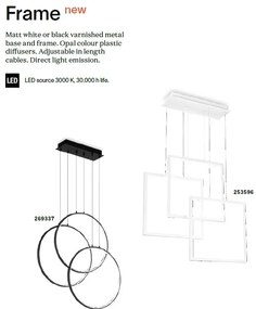Lustra LED suspendata design geometric FRAME SP RETTANGOLO alba