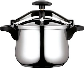 Oală sub presiune Fagor Clasica 10 L, 55 kPa, 24 cm, supapă de siguranță, 3 sisteme de protecție, oțel inoxidabil 18/10, compatibilă cu plitele cu inducție, argintie