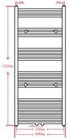 Radiator port-prosop incalzire centrala baie, drept, gri, 600x1424 mm 1, Gri, 600 x 1424 mm, Drept