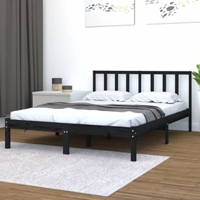 3105080 vidaXL Cadru de pat King Size, negru, 150x200 cm, lemn masiv de pin
