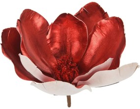 Floare de magnolie artificială pe clips, roșu, 22 x 20 cm