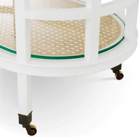 Gheridon LUX, Lemn, Rattan, Bahamas alb