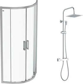 Pachet cabina de dus Ideal Standard Connect 2 crom 80x80 si coloana de dus Invena Svart crom