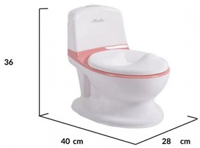 Olita premium pentru copii NOVOKIDS™ Atlantic seat, Cu sunete, Vas detasabil, Plastic non toxic, Suport hartie igienica, Roz cu Alb