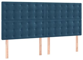 Cadru de pat cu tablie, albastru inchis, 140x200 cm, catifea Albastru inchis, 140 x 200 cm, Nasturi de tapiterie