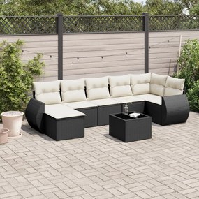 3254033 vidaXL Set canapele de grădină cu perne, 7 piese, negru, poliratan