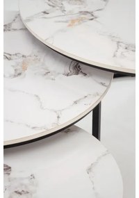 Set de 3 mese de cafea COMORO, alb/negru