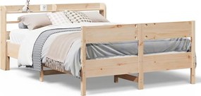vidaXL Cadru de pat fără saltea, 135x190 cm, lemn masiv de pin
