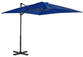 Umbrela suspendata stalp aluminiu, albastru azuriu, 250x250 cm Albastru, 250 x 250 cm
