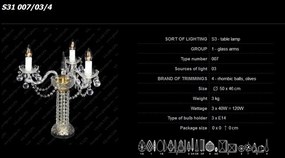 Veioza, lampa de masa 3 brate cristal Bohemia S31 007/03/4