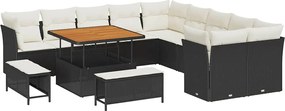 vidaXL Set de canapele pentru grădină 13 pcs Negru și Crem poliratan