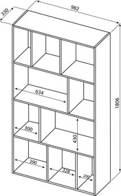 Bibliotecă în decor stejar 98x181 cm Toronto - TemaHome