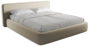 Pat matrimonial bej tapițat cu spațiu de depozitare cu somieră 180x200 cm Kiana – Makamii
