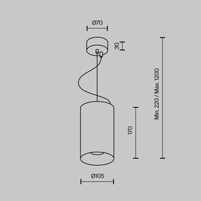Pendul LED iluminat design tehnic Efir D-10,5cm 33W negru