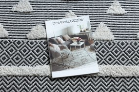 Covor ECO SISAL BOHO MOROC Geometric 22321 franjuri - două niveluri de lână cremă / gri, covor reciclat