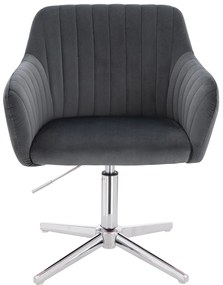 HR190CROSS Scaun Grafit din Catifea cu Bază Cromata