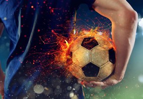 Fototapet - Minge de fotbal în flăcări (147x102 cm)