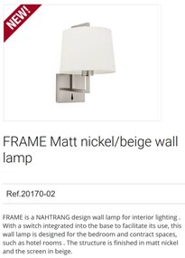 Aplica de perete eleganta design clasic FRAME nickel/bej