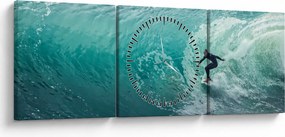 Tablou cu surferi (cu ceas) (90x30 cm)