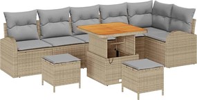 vidaXL Set de canapele pentru grădină 9 pcs Beige și gri deschis