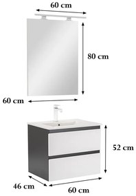 Mobilier complet de baie Vario Forte 60 antracit-alb