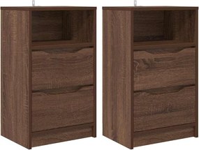 vidaXL Mese de noptieră cu sertar 2 pcs Stejar închis 40 x 30 x 467 cm