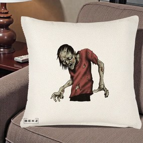 Perna Decorativa Halloween Zombie Infricosator, 40x40 cm, Crem Reliefat, Husa Detasabila, Perna Inclusa, BEKZ®