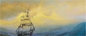 Tablou - Pictură barcă pe mare (120x50 cm)