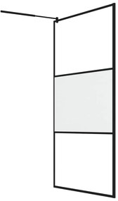 Perete cabina dus walk-in negru 115x195 cm sticla ESG semi-mata Negru, 115 x 195 cm, Mat