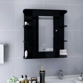 323602 vidaXL Dulap de baie cu oglindă, negru, 66x17x63 cm, MDF