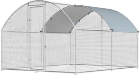 PawHut Țarc pentru Găini de Exterior, 2.8x3.4x1.9m, 9.5㎡ Țarc Metalic din Oțel Galvanizat cu Acoperiș Impermeabil Anti-UV și Încuietoare, Coteț pentru 10-16 Găini, Iepuri și Rațe | Aosom Romania