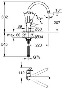 GROHE 31555001 - Baterie START FLOW pentru chiuvetă, 332 mm, crom lucios