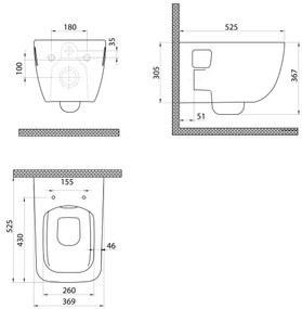 Bruckner - WC suspendat Rimless WALTER ceramică/culoare albă