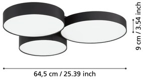 Plafonieră LED RGBW dimabilă Eglo 900853 BARBANO-Z 3xLED/7,5W/230V negru