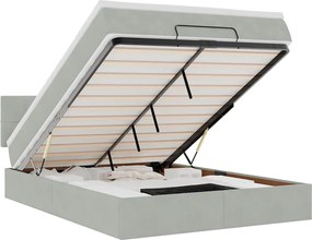 vidaXL Cadru de pat otoman cu saltea Gri deschis 140x190cm catifea