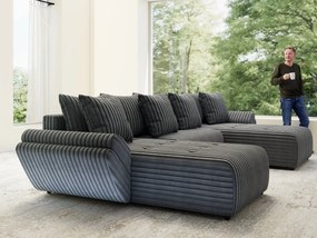 Colțar extensibil dumonde cu ladă de depozitare si sezut confortabil din spuma high-density, Berlin U Ambience Grey 380x180 cm